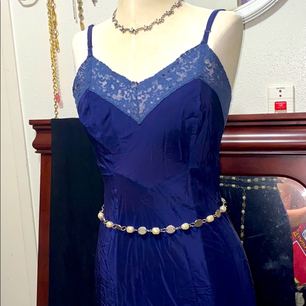 Long 45 inch Beaded and Metal Belt